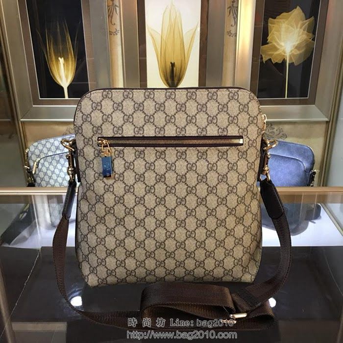 GUCCI 古馳男包 新款 854364 黑色雙G花紋 高級帆布 Gucci單肩郵差包